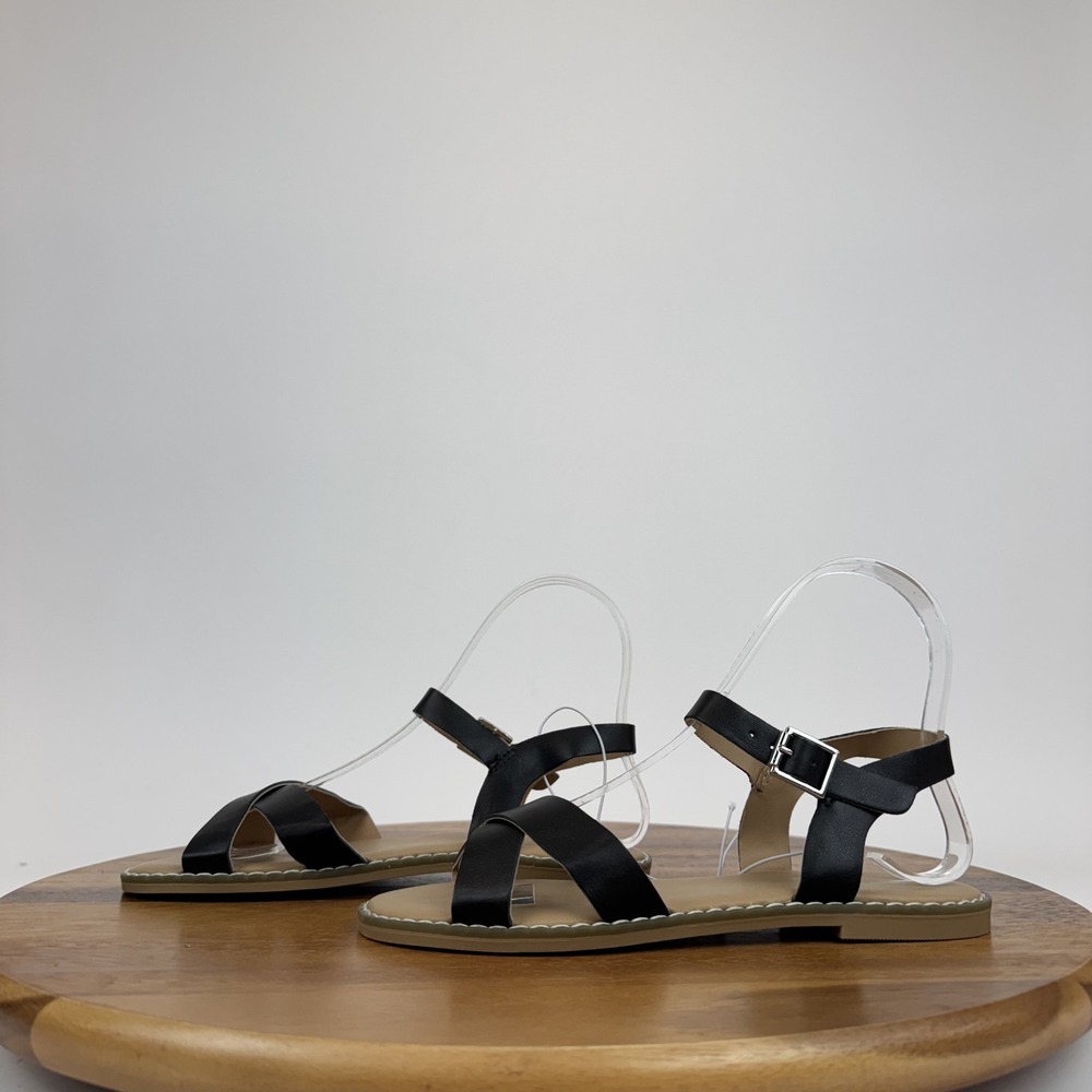 New Girls Big Kids Tucker + Tate Tarya Black Strappy Adjustable Sandals Size 2 Y